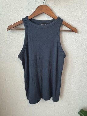 Rachel Zoe Navy Blue Ribbed Tank Top - Sleeveless Crewneck